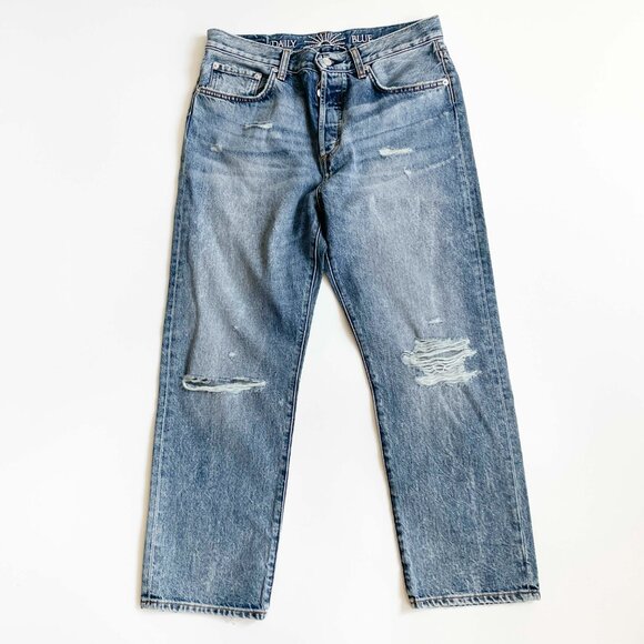 Daily Blue Hype Classic Cropped Jeans Tempest Japanese Rigid Denim Size 30 - Picture 1 of 10